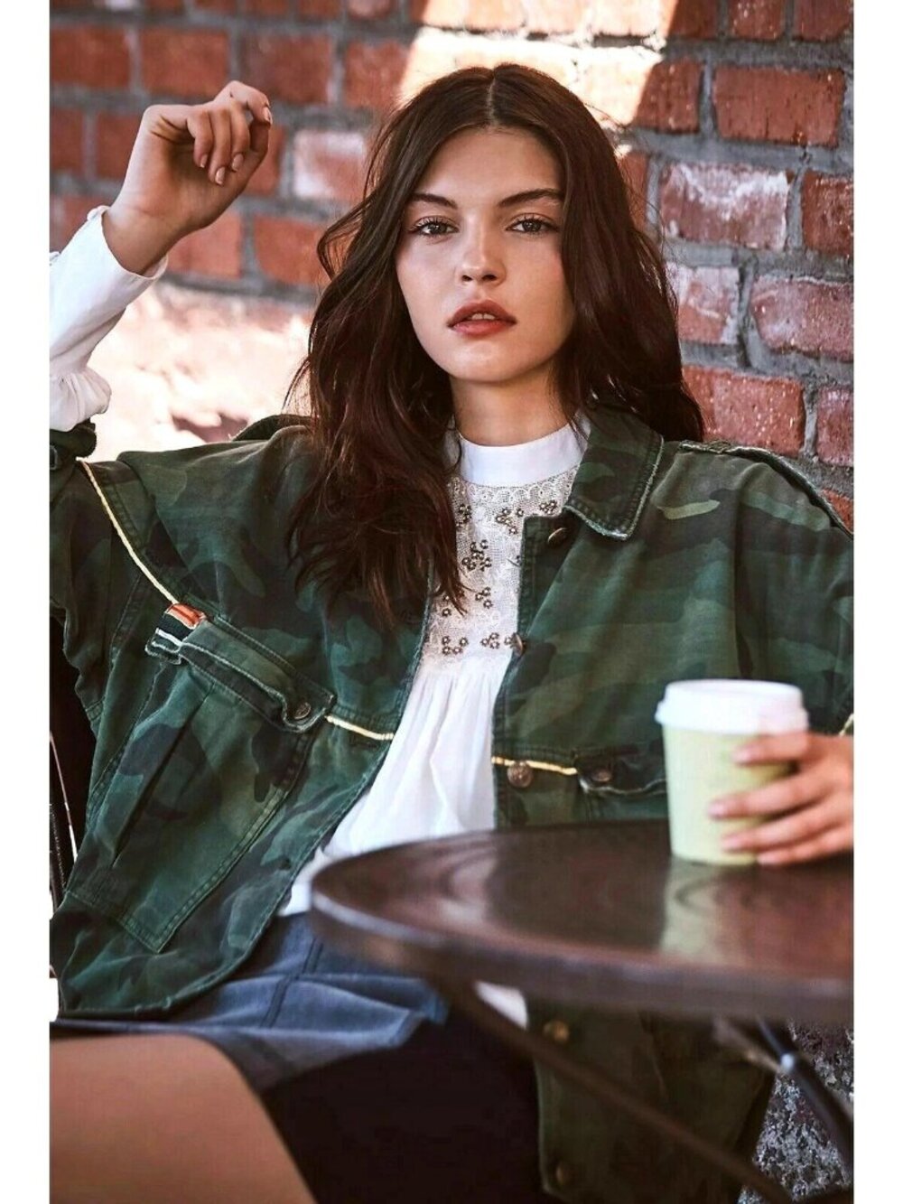 Free People Slouchy Military Jacket Camo Army Oversized Dolman Sleeve